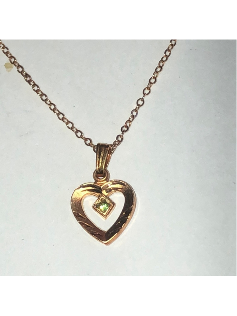 Vintage Gold Filled Dainty Heart Rhinestone Pendant Necklace